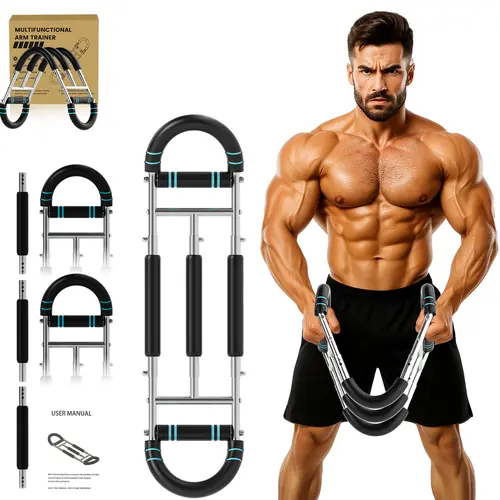 Summerwins Stainless Steel Arm Workout Machine - Adjustable 40-140 lbs Resistance, Compact At Home Gym Equipment, Chest/Shoulder & Training Arm Trainer with Firm Grip for Men’s Strength Training, Gym Accessories