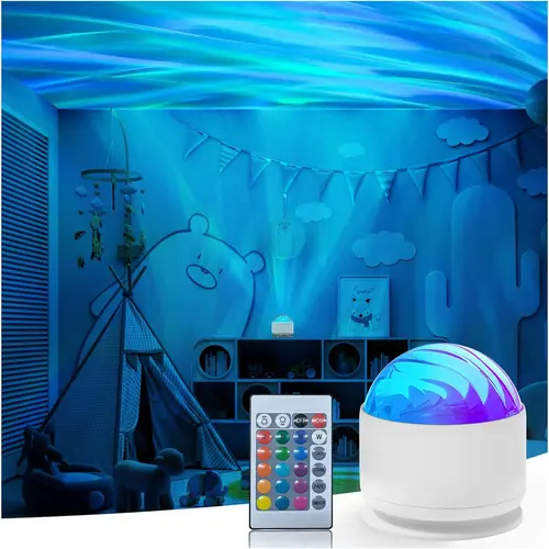 Aurora & Water Ripple 2-in-1 Projector Light – 16 Color LED Atmosphere Lamp with Remote, USB-Powered Night Light for Bedroom, Parties & Relaxation Modern Mood Lighting Rgb Lighting Effects Halloween Decor Christmas Gift, Sohochic