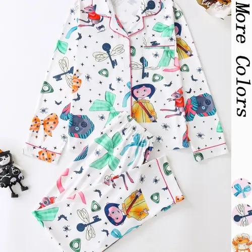 Women's Button Pajama, Casual Comfy Knit Print Long Sleeve Top & Pants PJ Set, Ladies Sleepwear for All Seasons, Loungewear, Loungewear Pjs Set, Pajamas Lounge Set