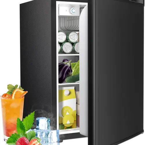 COWSAR 1.6/2.6 Cu.Ft Single-Door Portable Mini Fridge with Separate Freezer, 7 Temp Settings, 2 Removable Shelves, 0.66kwh/day, 0℉-32℉, 25x19.09x17.52 In, Precise Cooling Control, Breeze-Quiet, Adjustable Levelling Feet for Bedroom, Dorm