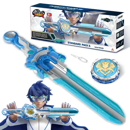 INFINITY NADO Sword Launcher Metal Spinning Top - Gale Wings Series, Anime Theme, Safe Materials, Easy Pull-Launch, Glow Effect, Boosts Patience & Critical Thinking, Durable Kids Toy for 5+