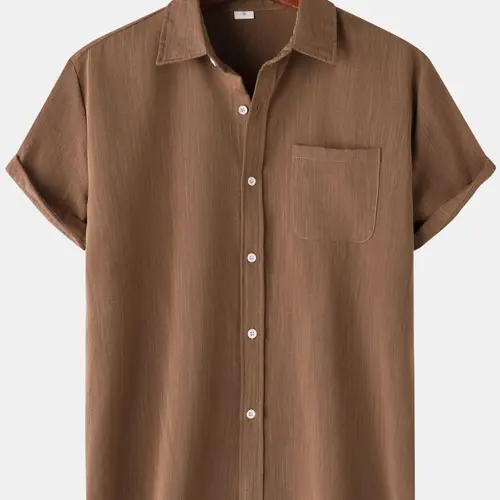 Men's Solid Color Short Sleeve Shirt, Casual Comfy Top for Summer, Men's Clothes for Daily Wear