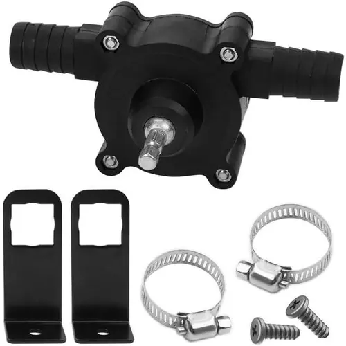 SummerVibes Portable Electric Drill Pump Attachment - Flexible Self-Priming Water Pumps & Accessories, 20-30 LPM Liquid Transfer, Durable, Easy Install/Use, 2 x Fixed Rings, 2 x Hose Clamps, Home & Outdoor Applications, Hand Water Pumps & Accessories