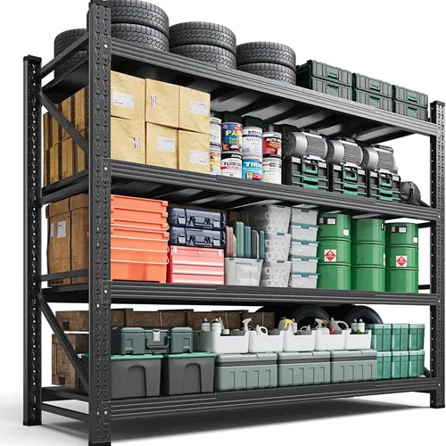 Letaya Heavy-Duty Sturdy Metal Storage Racks - 60"H/70"H/80"H Corrosion-Resistant Steel Floor Organizer, 5000 lbs Capacity, Adjustable Shelves, Locking Pins, Assembly Required for Garage, Warehouse (Black)