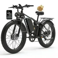 EBycco EB7PRO Adult Electric Bike Peak 6000W/9000W Dual Motor, 52V 32AH, 40-45 MPH Max Speed, 100 mi Long Range, Hydraulic Disc Brake, 24"/26" Full Suspension, USB Port, Aluminum Frame, with Lights, Camping Essential