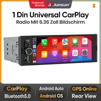 Junsun Single DIN Car Stereo Head Unit - Wired CarPlay, Android Auto Ready, FM Radio, Reversing Camera, Type-C Port, Car Monitor Screen Automotive Accessories