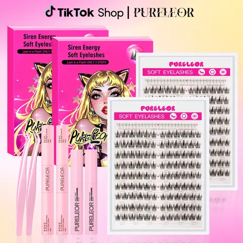 Cluster Lash Kit with Bottom Eyelashes Fairy Individual Lashes D Curl Natural Eyelash Extensions 10-16mm DIY at home, Natural Lash Clusters, Makeup