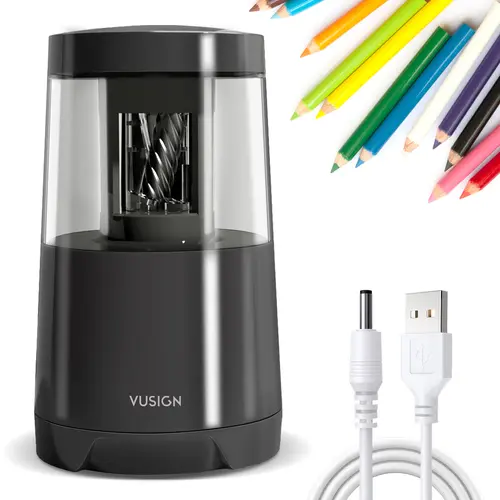 FINENOLO Electric Pencil Sharpener, Heavy-Duty Helical Blade to Fast Sharpen, Colored Pencils(6-8mm), AC Adapter/Battery Operated in School Classroom/Office/Home (Black) DealsforYouDays