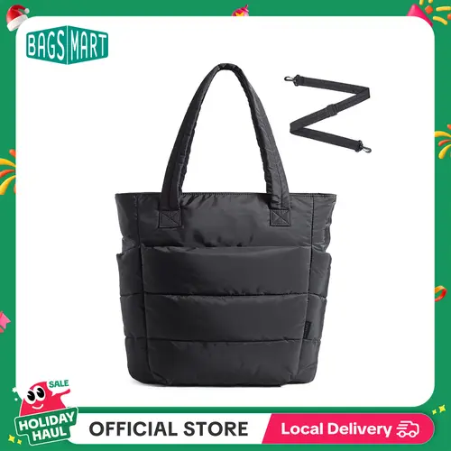 BAGSMART Bubble 21L Puffty Tote Bag for Women with Removable Crossbody Strap Lightweight Shoulder Bag for School Travel Work 15.6" Laptop Friendly Water-Repellent Fabric tiktokshopsummersale