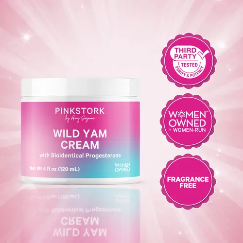 Pink Stork Wild Yam Cream with Bioidentical Progesterone | 4oz | Daily Moisturizer for Normal Skin Women-Owned Brand Gentle Support for Women's Health Moisturizing Skin Cream Moisturizing Lifting Cream