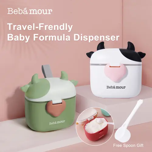 BEBAMOUR Portable Formula Milk Storage & Organization Container - Airtight Seal, Soft Handles, On-the-Go Formula Dispenser with Scoop & Leveller for Baby Nursing, Snack Storage