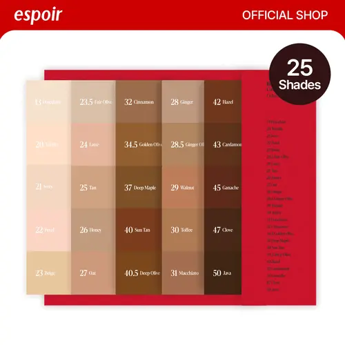 [Espoir Official][Trial Kit] Be Velvet Cover Cushion Foundation 25 Shades Trial Kit | Full Coverage, Zero Oxidation, Lightweight, Semi-matte Finish, Long-lasting | Vegan K-beauty Flawless Complexion Concealer Makeup Cosm maquillaje etic
