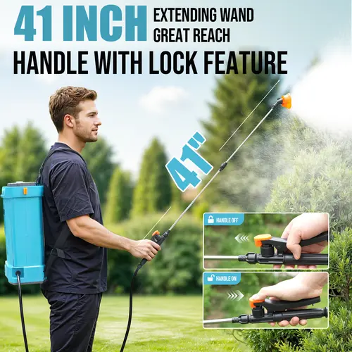 【DealsForYouDays】SideKing Battery-Powered Backpack Sprayer, 4Gal 120PSI Energy-Efficient Electric Garden Sprayer with Adjustable Pressure, 5 Nozzles, 41-in Extendable Wand, Lock Feature, Lightweight, Convenient Design for Home, Outdoor Lawn Weed Control