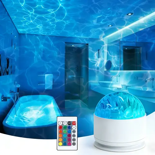Aurora/ Water Ripple Projector Light,USB Rechargeable, LED Projector Lamp with Remote Control, EasterEggLight Northern Lights Ambient Light, Room Decor, Living Room Decor, Decorative Light Gift BackToSchool