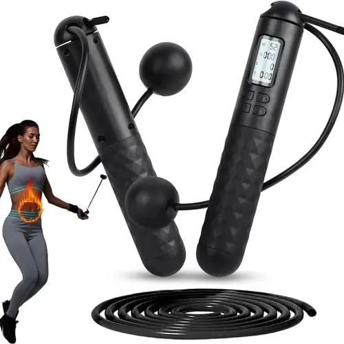 Smart Dual-Mode Jump Rope - Switch Between GravityBall & Steel Wire! Digital Calorie/Time Tracker, Adjustable Weight for Home Fitness