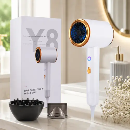 High Speed lonic Blow Dryer, Kit for Women and Men - Low Noise,2100W Professional Blow Dryer, LED ring with 3 Heating,2 Speed, 2 Nozzle for Home Salon Travel Ionic Hair Dryer Portable