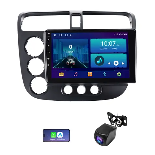 Haudio Double Din Car Stereo for Honda Civic 2001-2005 - 9" HD Touchscreen Car Radio with CarPlay/Android Auto, Backup Camera, Bluetooth 4.1, Mirror Link, 2+64GB, WiFi/FM/AM sunscreen toolupgrade
