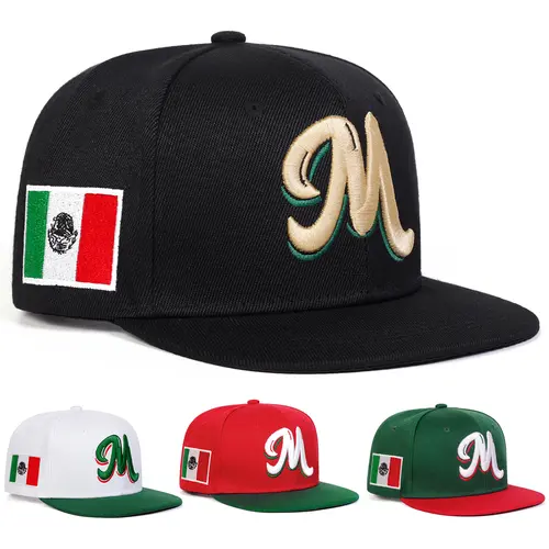 Unisex Patriotic Baseball Style Hat - M Size, Mexican Flag Embroidered Side, Hip-Hop Polyester Net Design, Adjustable, Sunscreen for Spring Summer Casual Wear, High-Quality Embroidered Hat