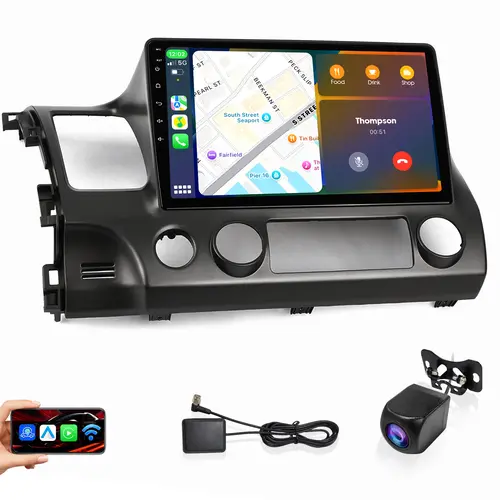 Haudio Honda Civic 2006-2011 Car Stereo with 10.1" HD Touchscreen, Wireless CarPlay/Android Auto, DSP Sound System, 2+64GB, 1080P AHD Backup Camera, FM/AM Radio, Split Screen & WiFi sunscreen