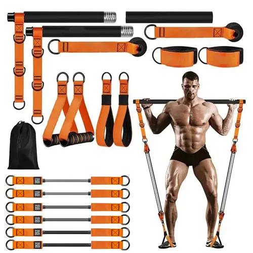 Pilates Bar Kit with Resistance Bands, Pilates Sets, Multifunctional Pilates Bar for Women & Men, Pilates Kit for Full-Body Workouts, Home Gym Strength Training Equipment, Yoga Fitness Equipment, Pilates Equipment Set