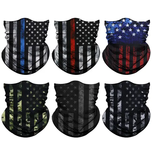 Haute Hooks Black Flag 6-pack neck mask seamless bandana for men and women Rave face mask scarf face mask balaclava headband bandana headwear