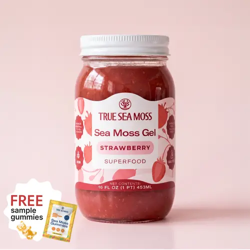 True Sea Moss Strawberry Irish Sea Moss Gel with Gift – Rich in Essential Minerals & Vitamins – supports overall vitality