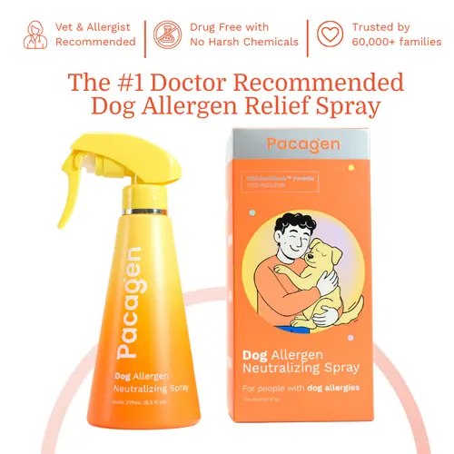 PACAGEN Biotech Dog Allergen Neutralizing Spray Kit Set - Custom Spray Bottle, Home Use Powder Blend, Contact Neutralization, Non-Irritating, Vet & Allergist Recommended, Easy to Use, Effective for 2 Months, All Seasons