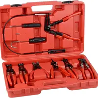 9PCS Hose Clamp Pliers,Automotive Pliers Kit,Long Reach Hose Clamp Tool Remover for Water Hose and Automotive Coolant Radiator Heater with Flexible Wire Long Reach Hose Clamp and Flat Band Pliers