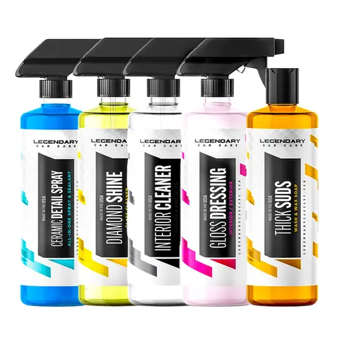 Legendary Detailing Car Washing Kit - Multifunctional Car Cleaner Bundle with Surface Cleaner, Leather & Plastics Coverage, Paint Protect Coat for Vehicle Interior-Exterior Care, Cleaning