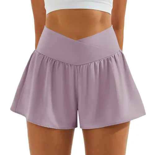 MAGCOMSEN Women's 3'' High-Waisted 2-in-1 Flowy Quick-Dry Breathable High-Elastic Sports Shorts with 3 Pockets, Summer Running Outwork Bottoms for Outdoor Fun, Breathable High-Elastic Women's Sports Shorts