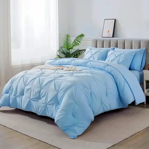 Cosybay 7pcs Classic Hotel Style Bedding Set - Full/Queen/King Sizes, Soft, Breathable, Machine Washable, Includes Comforter, 4 Pillowcases, Flat Sheet, Fitted Sheet, Winter Quilt, Bed Set for Bedroom Decor Ideas, Floral Bedding