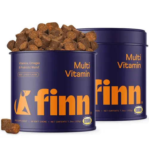 FINN Multivitamin for Dogs 2-Pack – 180 Soft Chews for Daily Health with Glucosamine, Vitamins A, C, D3, E, Zinc & Biotin – Certified NASC – USA Made