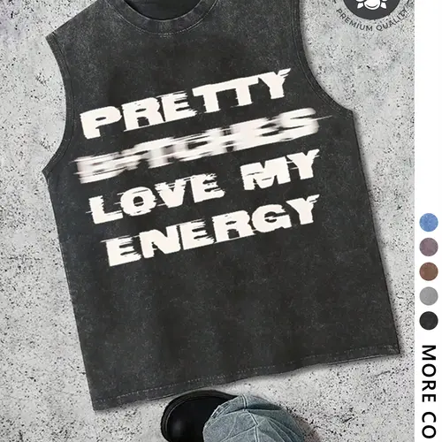 Men's Vintage Wash Letter & Portrait Graphic Print Sleeveless Vest, washed sleeveless vest, Sporty Tank Top, Casual Summer Fitted Fit with Comfortable Knit Fabric, Trendy Aesthetic Outdoor Sportswear