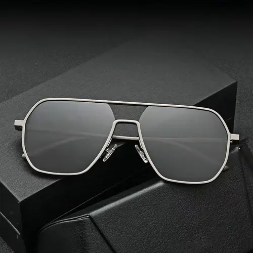 〖Summer Vibes〗1/2 PCS Vintage Aviator TAC Polarized Sunglasses Men Fashion Black Shades Eyewear Retro Trendy Brand Design Sunglasses for Driving Fishing Unisex UV400 Protection Iconic Double-Bridge Structure Oversized Geometric Frame