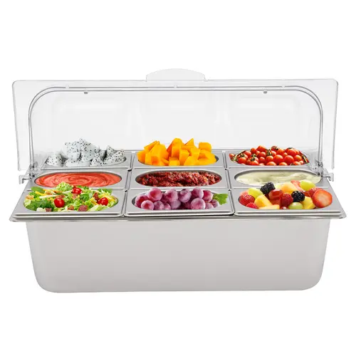 9-Compartment Compartmentalized Food Storage Container Set, Durable Solid Plastic Kitchen Utensils with 201 Stainless Steel Flip Lid, Ice Bag, Spoons, Clamps, 3 Water Bags, Insulated Modern Containers, Dishwasher Safe for Home Party Picnic