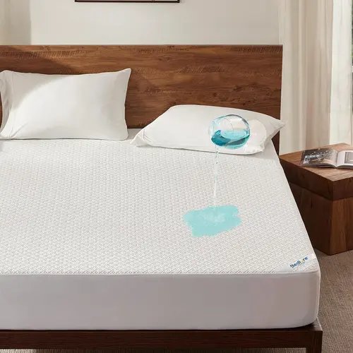 【HomeEssentials】BEDLORE 1-Piece Breath Easy Grid Waterproof Fitted Bed Sheet - Cool Soft Sheets, Deep Pockets, Non-Slip Elastic, Noiseless, Machine-Washable Cooling Bedding Mattress Cover for Twin XL Kids' Beds, California King