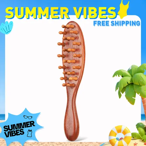 【SUMMER VIBES】Loc Brush for Dreads, Comfortable Massage Comb,  Sandalwood Scraping Massage Wide Tooth Hair Comb for Microlocs, Elegant Wood, Love At First Find Dreadlock Care,back to school