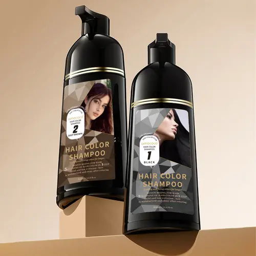 Amococo 3-In-1 Vegan Hair Dye Shampoo - Plant Extracts, Fruity Scent, Long-Lasting Semi-Permanent Color - Black & Brown Options - Cleansing Fruit Hair Care Solution