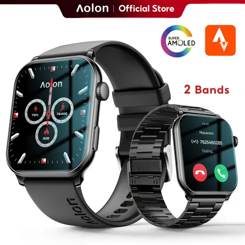 【Business Style】Aolon GTS3 Smartwatch, 8.8mm Ultra-Thin, 1.85" AMOLED AOD Screen, New Digital Crown, WhatsApp Call, 5-Day Standby, IP68 Waterproof, Bluetooth Monitor, Calorie Tracker for iOS & Android, Wristwatch Wearable#back to school#travel essentials,