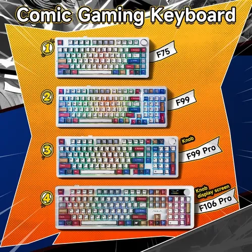 AULA 2026 Gift Mechanical Keyboard (F75-F99-F99PRO-F106PRO), 81-Key Compact Gasket Mount Silent Mini Modern Wireless Gaming Keyboard with Knob, Pre-Lubed Hot-Swap Reaper Switches, RGB Backlit, Bluetooth/2.4GHz/Type-C, Creamy Sound Manga Keycaps