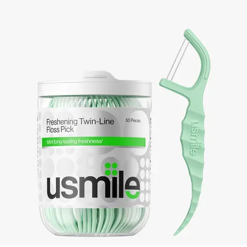 usmile Mint Flossing Picks Multi-Pack - Double-Line Deep Cleaning, Fresh Mint Flavor, Plaque-Removing, 18/50 Count, 100g, for Oral Daily Care (Dental Flosser)