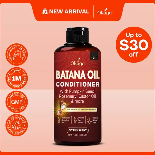 Okaga Batana Oil Conditioner - Support Hair Growth, Hydration, & Shine - 8 in 1 Formula of Natural & Organic Ingredients for Healthy Hair - (300 mL)
