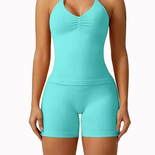 Women's Sleeveless Ruched Back Design Top, Sleeveless Gym Tops, Yoga Workout Vest, Breathable Yoga for Gym Workouts and Running, Athletic Activewear, Fitness Clothes, Athletic Apparel Tops, Fitness Exercise Wear, Sports Clothes