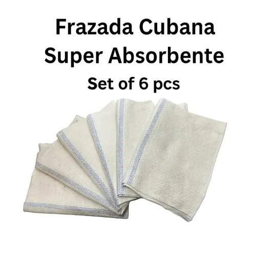 Cuban Style Mop Cloth Set of 6 100% Cotton Ultra Absorbent Cleaning Cloths