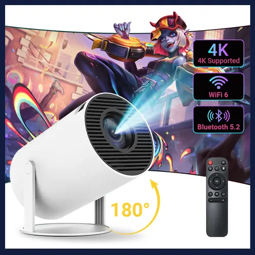 Outdoorfun Mini 4K Decoding Projector with 5G WiFi 6 & BT 5.0 720P Full HD 160 ANSI Lumens Portable Home Theater for Android Audio Bluetooth Game Bigger Watch Better, DealsForYouDays