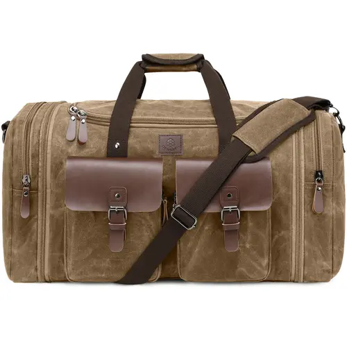 Men's 50L Canvas Travel Duffle Bag - Expandable Overnight Weekender Carry-On, Convertible Crossbody/Shoulder Handbag with Adjustable Straps, Lightweight Extra Large Easy Carry Durable Duffel Backpack Travel Luggage Bag (Father's Day Gift), Travel Luggage,