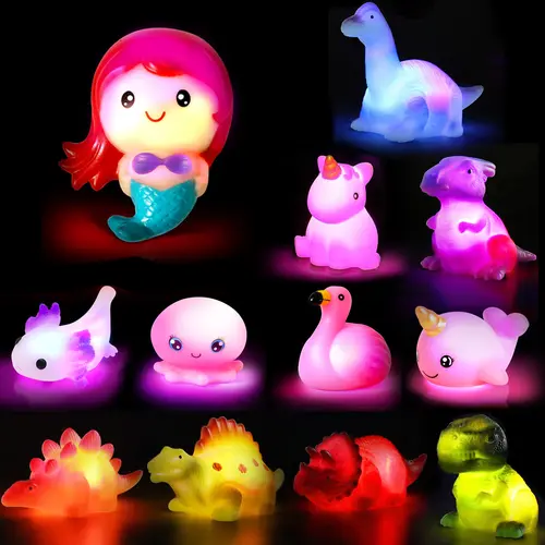 6/8/12 PCS Mermaid Light Up Bath Toy for Toddler , No Hole, Bath Toys for Kids, Make Fun Bath-Time Gifts for Birthdays, Easter. Ideal for Use in The Shower, Bathtub, or Swimming Pool,Summervibes