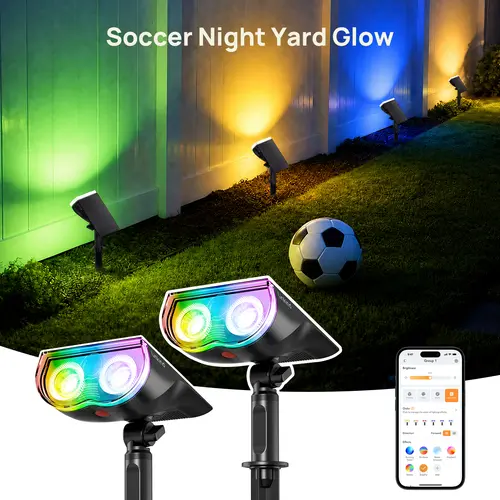 [$8 Coupon] Linkind Smart Solar RGB Landscape Spotlight - Solar Flood Light, Bluetooth App Controlled, Color Changing, IP67 Water Resistant, Music-Sync, USB-C Backup, Wire-Free Setup, for Yard, Garden Focused Glow