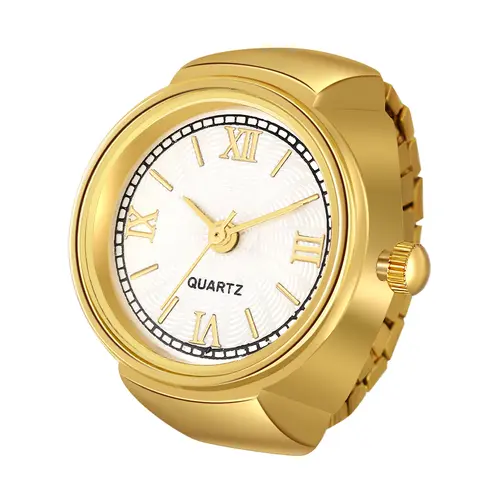 OIDEA Women's Funky Quartz Ring Watch - Durable for Daily Wear, Modern Elegant Stainless Steel, Shell Dial, Elastic Band, Unisex Fathers Day Fashion Accessory