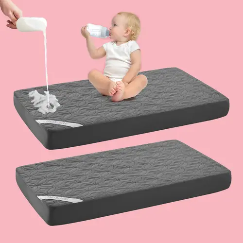 SummerWins【BEDLORE】Waterproof Crib Mattress Protector 2-Pack, Soft & Breathable Crib Mattress Pad, Noiseless & Machine Washable Toddler Mattress Cover for Standard Baby Crib (52" x 28")
